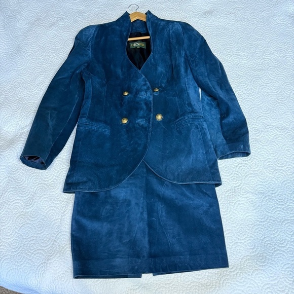 Danier Jackets & Blazers - Danier women Blue Suede Blazer and Skirt set size 8